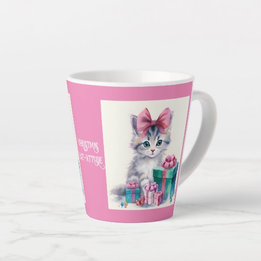 猫 カフェラテマグ (右アングル)