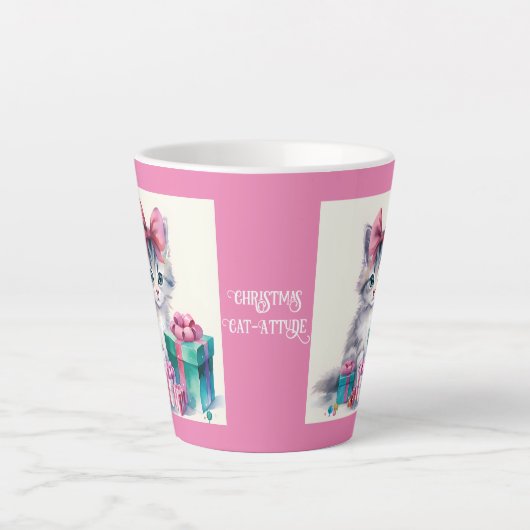 猫 カフェラテマグ (正面)