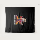 猫、カルマは猫、ヨガスポーツ猫 タペストリー (正面(横))