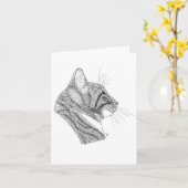 猫 カード (黄色い花)