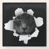 猫 ガラスコースター (正面)