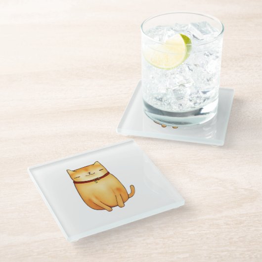 猫 ガラスコースター (アングル)