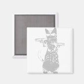 猫 – ガン子猫おもしろい猫 マグネット (正面/裏面)