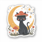 猫+キノコ+ハット+カントリー+子猫+女性+ギ シール (正面)