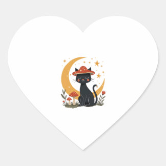 猫+キノコ+帽子+カントリー+子猫+女性+ギ ハートシール