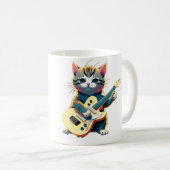 猫 ギター 音楽 演奏 リトン 楽器 面白い かわいい コーヒーマグカップ (正面右)