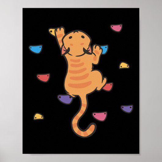 猫+クライマー+ロック+クライミング+かわいい+ボルダリング ポスター (正面)