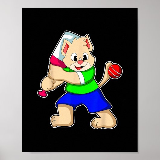 猫+クリケット+スポーツTシャツ ポスター (正面)