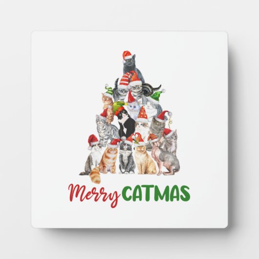 猫+クリスマス+ツリー+猫好き+クリスマス+ホリデー フォトプラーク (正面)