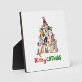 猫+クリスマス+ツリー+猫好き+クリスマス+ホリデー フォトプラーク (正面)