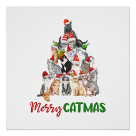 猫+クリスマス+ツリー+猫好き+クリスマス+ホリデー ポスター