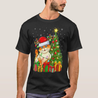 猫 クリスマス 休日 サンタ 猫 もみの木 Tシャツ