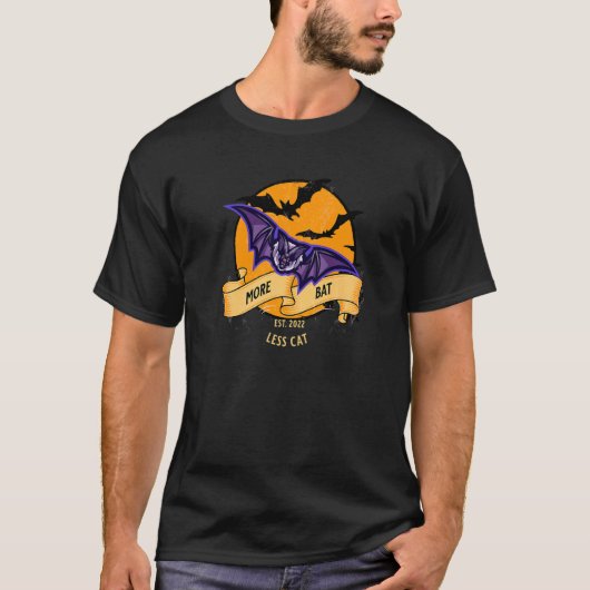 猫+コウモリ+ハロウィン 1 Tシャツ (正面)