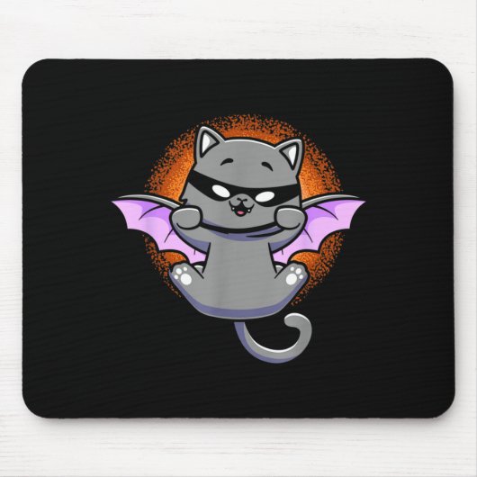 猫+コウモリ+黒猫+キットン+かわいい マウスパッド (正面)