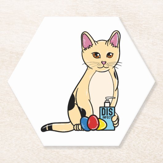 猫 コロナ イースター ペーパーコースター (正面)