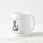 猫 + コーヒー = ツメ” ミニマリストデザイン コーヒーマグカップ (正面右)