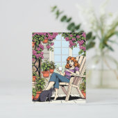 猫、コーヒー、植物と過ごす時間 ポストカード (スタンド正面)