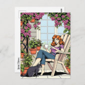 猫、コーヒー、植物と過ごす時間 ポストカード (正面/裏面)