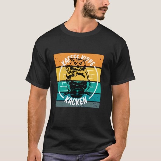 猫+コーヒー+煙草+朝のルーティーン+ユーモア+新聞 Tシャツ (正面)