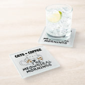 猫+コーヒー=笑い草 ガラスコースター (アングル)