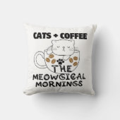 猫+コーヒー=笑い草 クッション (正面)