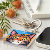 猫、サバ、イエネコ キーホルダー (正面右)