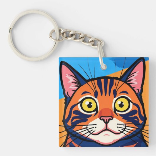 猫、サバ、イエネコ キーホルダー (正面)