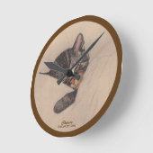 猫：シェイ眠る子猫：家：時計 ラウンド壁時計 (傾斜)