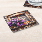 猫 スクエアペーパーコースター (アングル)