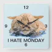 猫 スクエア壁時計 (正面)