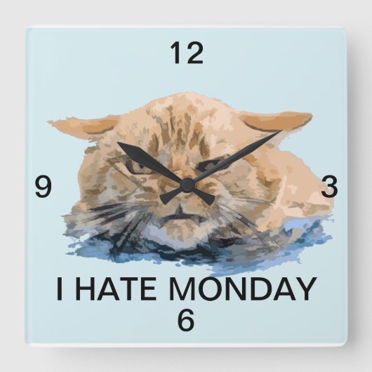 猫 スクエア壁時計 (正面)