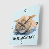 猫 スクエア壁時計 (傾斜)