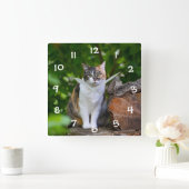 猫 スクエア壁時計 (ホーム)