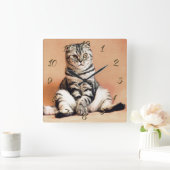 猫 スクエア壁時計 (ホーム)