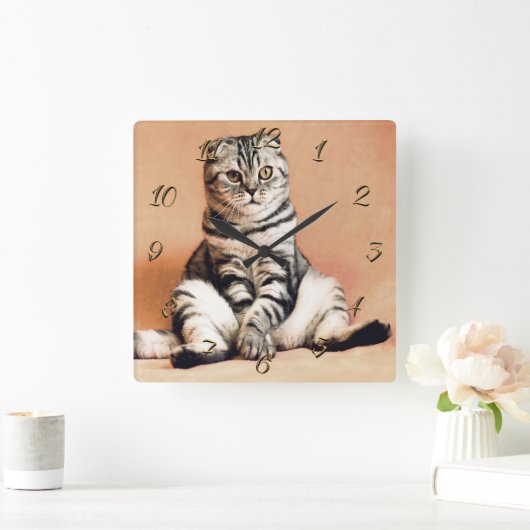 猫 スクエア壁時計 (ホーム)