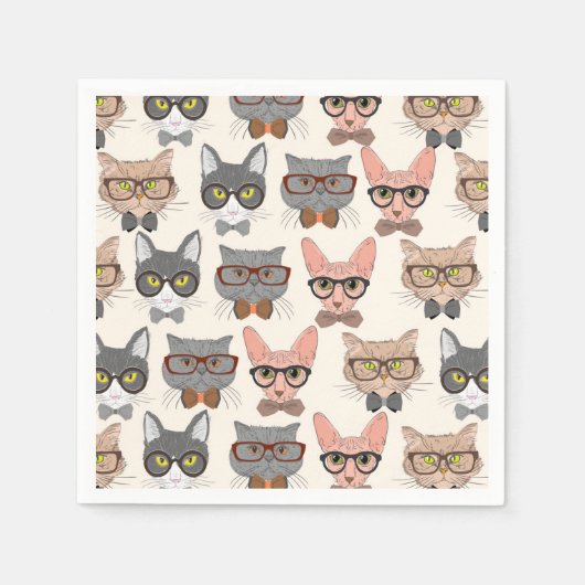 猫 スタンダードカクテルナプキン (正面)