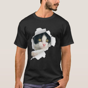 猫，タキシード猫，猫，引き裂かれた布，子猫 Tシャツ