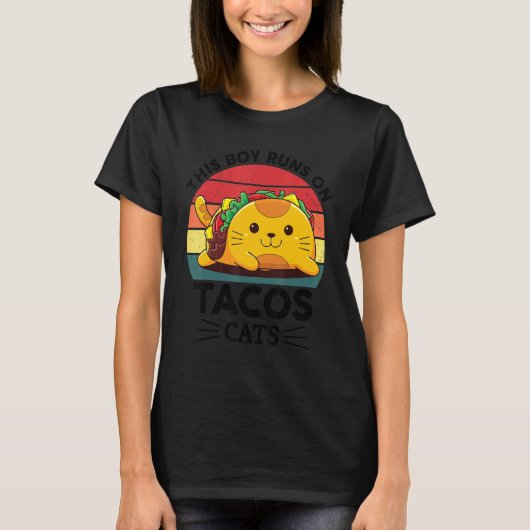 猫 タコス メキシコ タコ猫 少年 キッズ シンコ デ Tシャツ (正面)