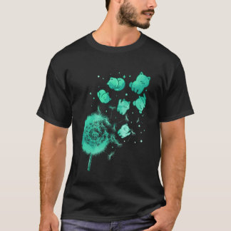猫+タンポポ+自然+ペット+動物+子猫+花+愛 Tシャツ