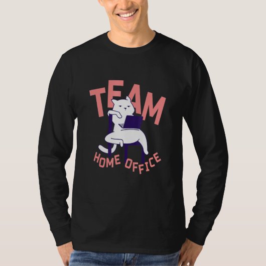猫 - チーム 在宅オフィス Tシャツ (正面)