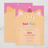 猫「ツーカットゥハンドル」2歳の誕生日 招待状 (正面/裏面)