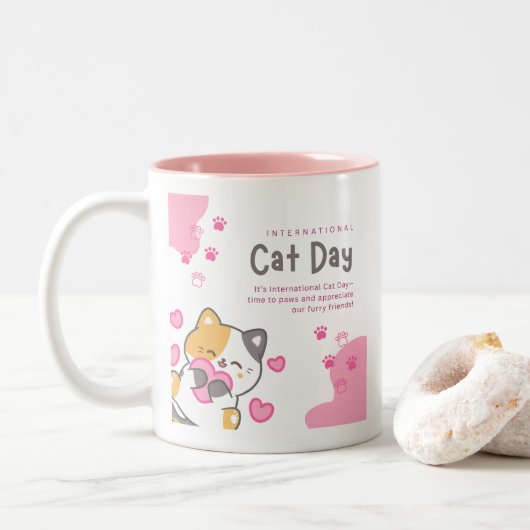 猫 ツートーンマグカップ (ドーナツ)