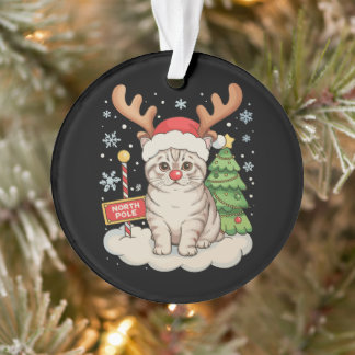 猫+トナカイ+アンテナ クリスマスツリー クリスマス ホリデー オーナメント