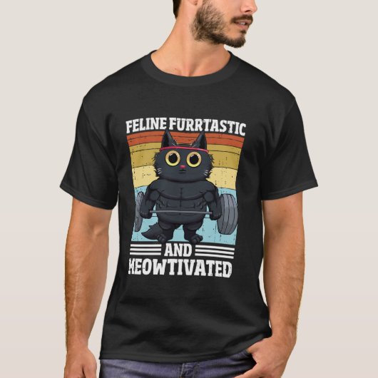 猫 ネコ 女性 かわいい 面白い モチベーション Tシャツ (正面)