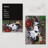 猫、ハレクイン帽子、ヴィンテージ蒸気機関車 名刺 (正面/裏面)