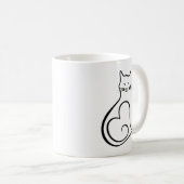 猫 - ハート コーヒーマグカップ (正面右)