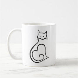 猫 - ハート コーヒーマグカップ