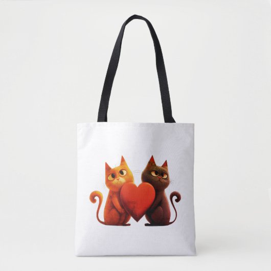 猫, ハート, ペット トートバッグ (正面)