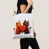 猫, ハート, ペット トートバッグ (クローズアップ)