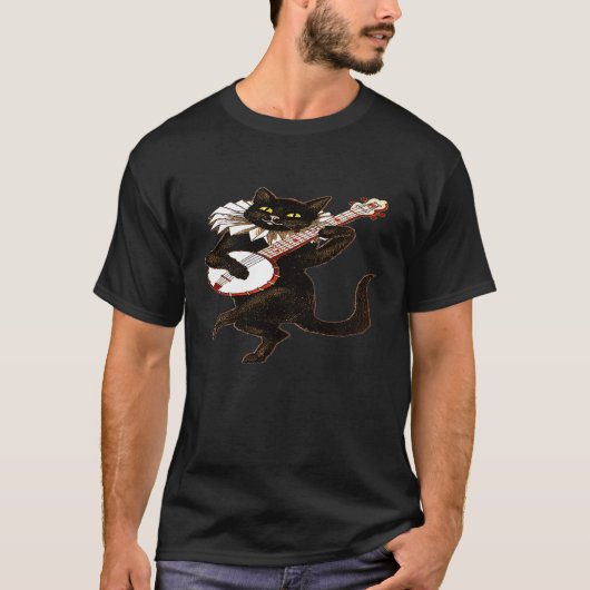 猫 バンジョー 音楽 子猫 Tシャツ (正面)